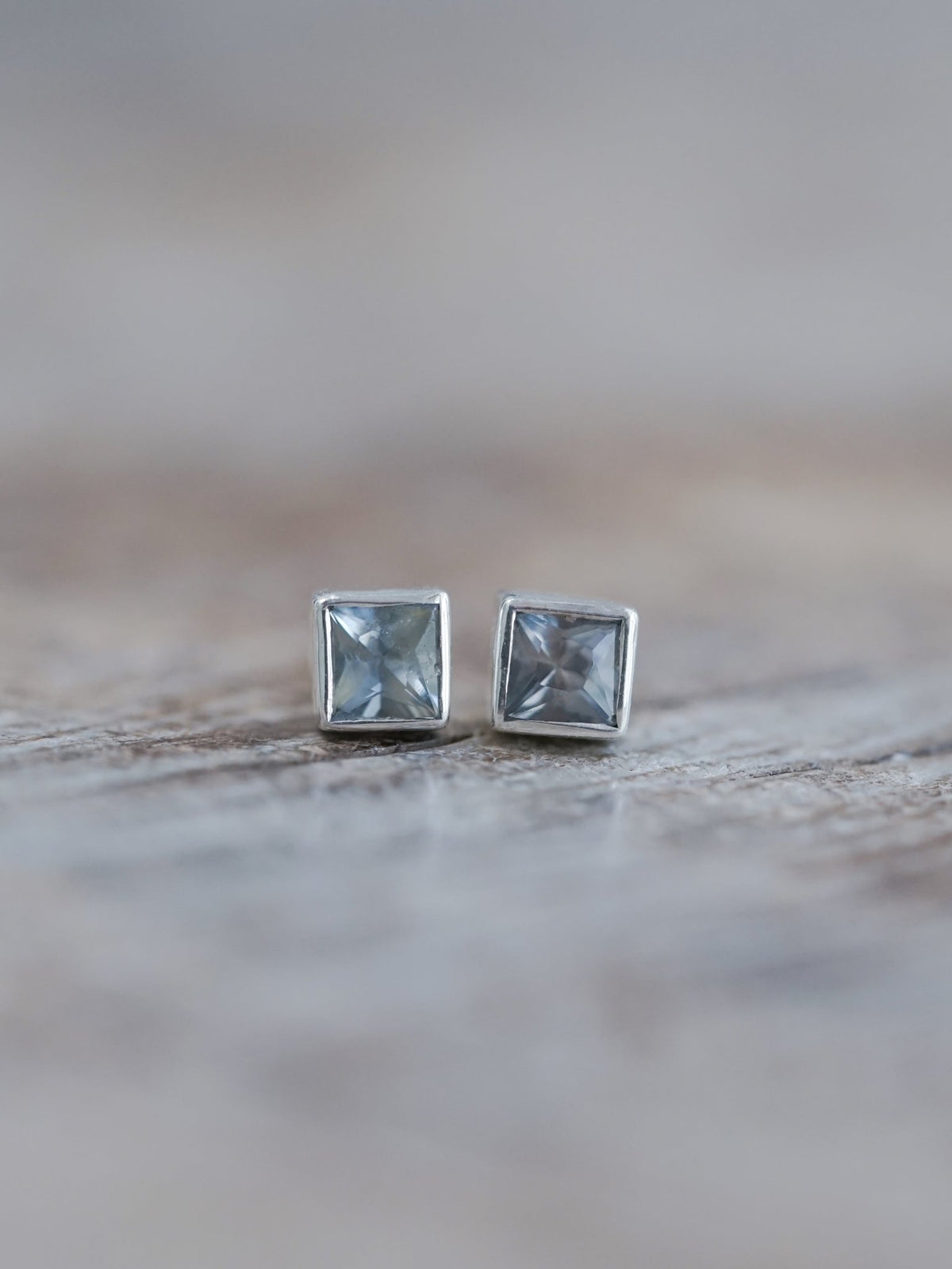Square Sapphire Earrings - Gardens of the Sun | Ethical Jewelry