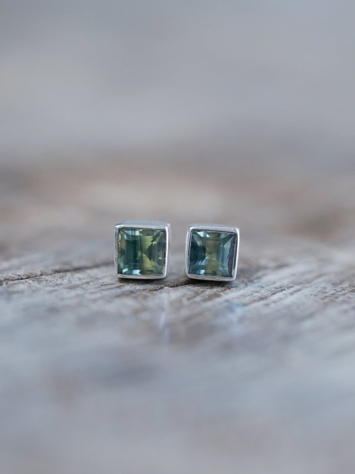 Square Sapphire Earrings - Gardens of the Sun | Ethical Jewelry