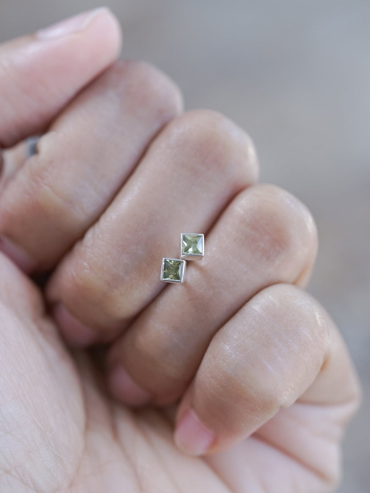 Square Sapphire Earrings - Gardens of the Sun | Ethical Jewelry