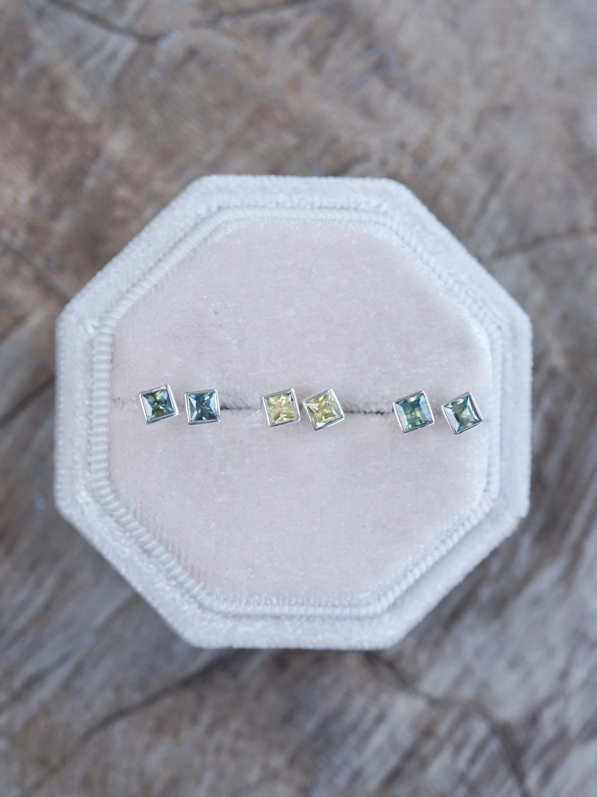 Square Sapphire Earrings - Gardens of the Sun | Ethical Jewelry