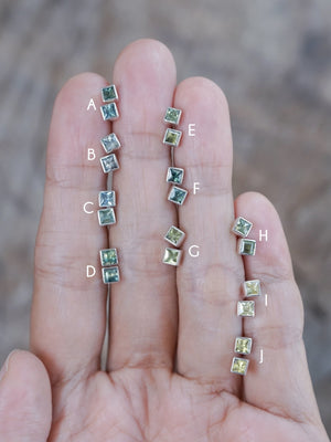 Square Sapphire Earrings - Gardens of the Sun | Ethical Jewelry