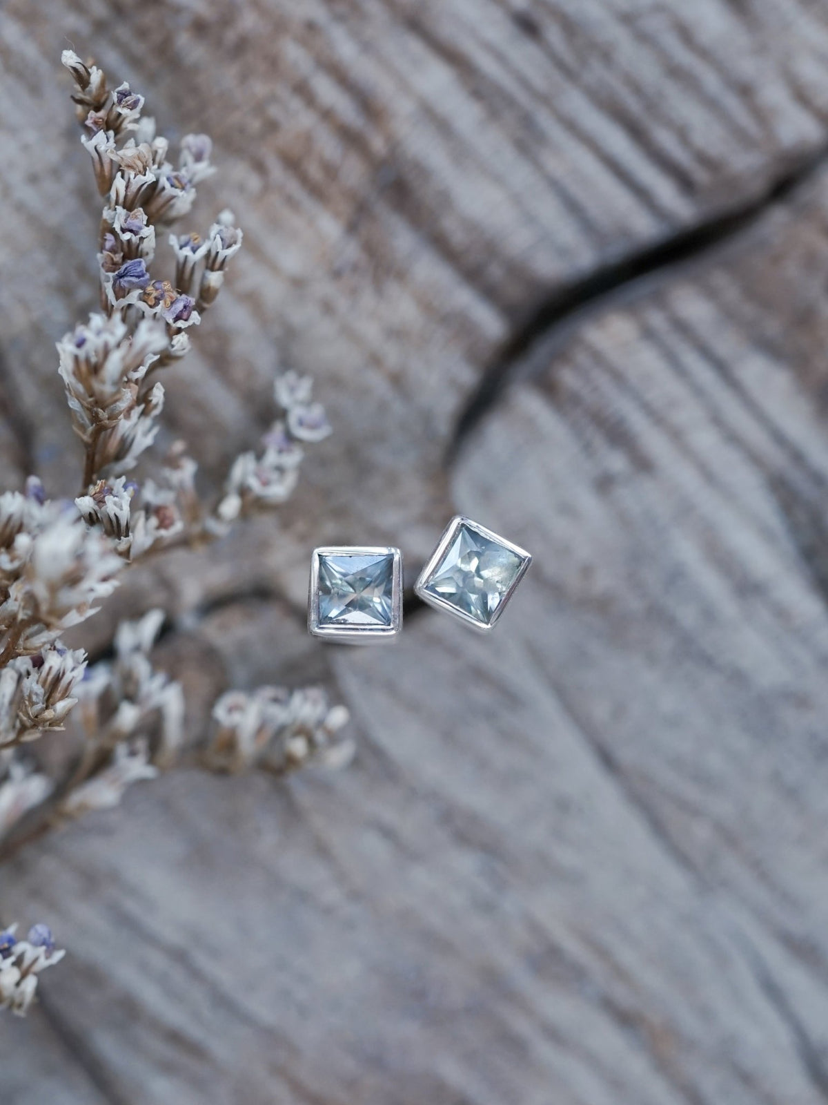 Square Sapphire Earrings - Gardens of the Sun | Ethical Jewelry