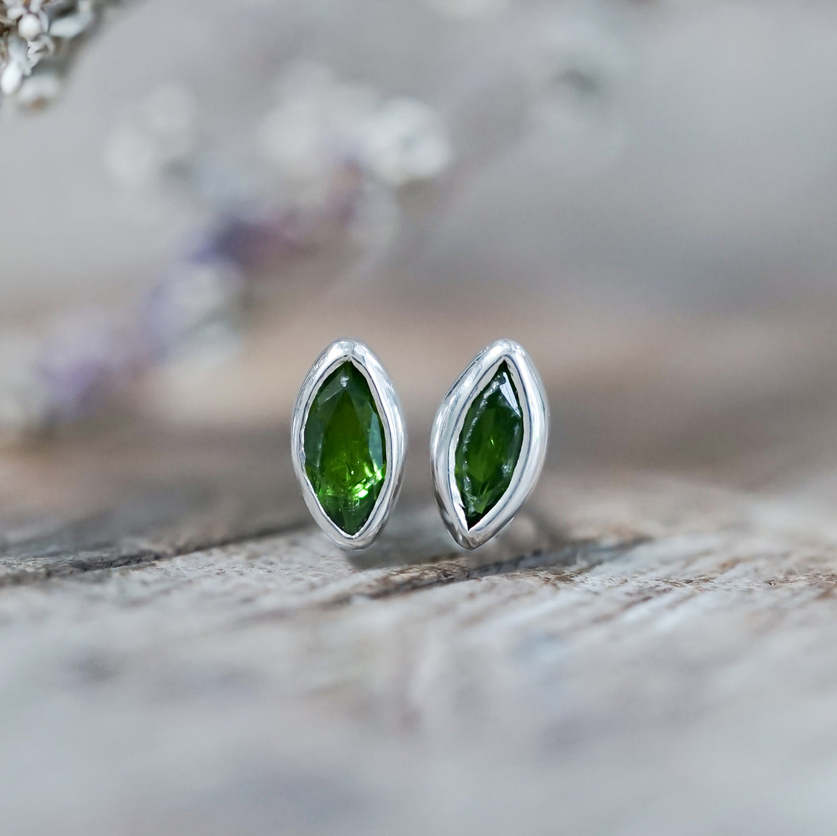 Chrome Diopside Stud Earrings - Gardens of the Sun | Ethical Jewelry