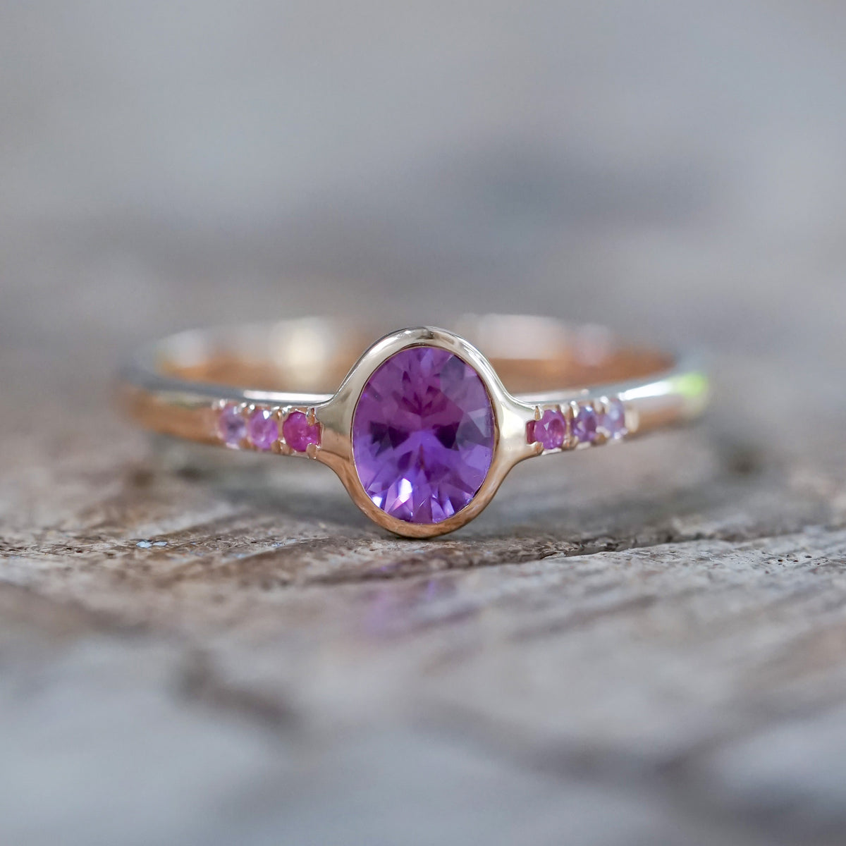 Oval Pink Sapphire Ring in Rose Gold - Size 7 - Gardens of the Sun | Ethical Jewelry