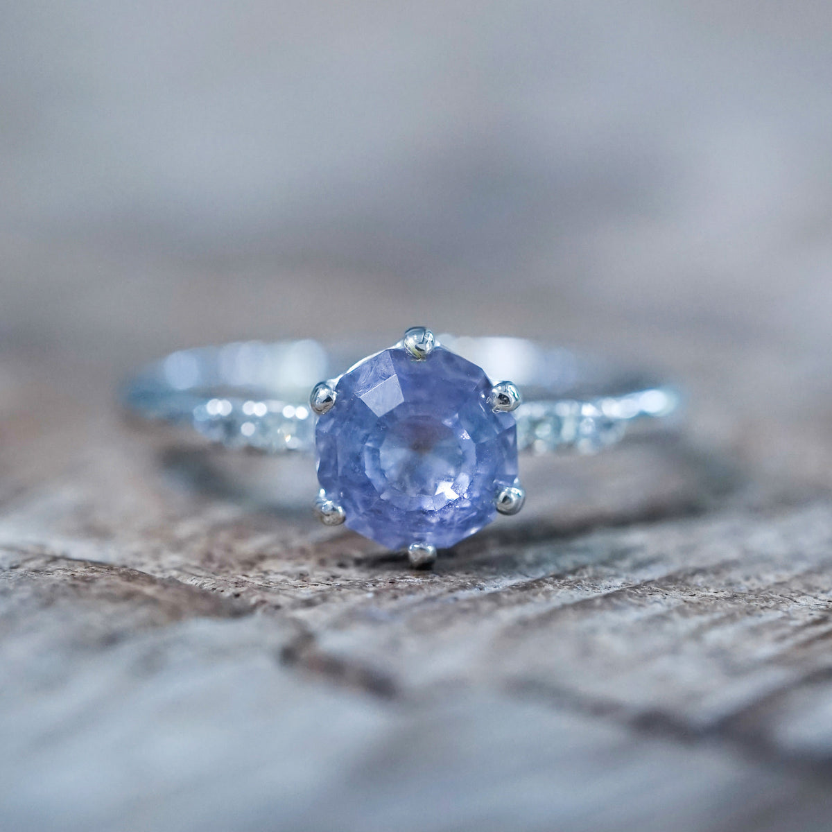 Lavender Sapphire Ring in White Gold - Size 7.5 - Gardens of the Sun | Ethical Jewelry