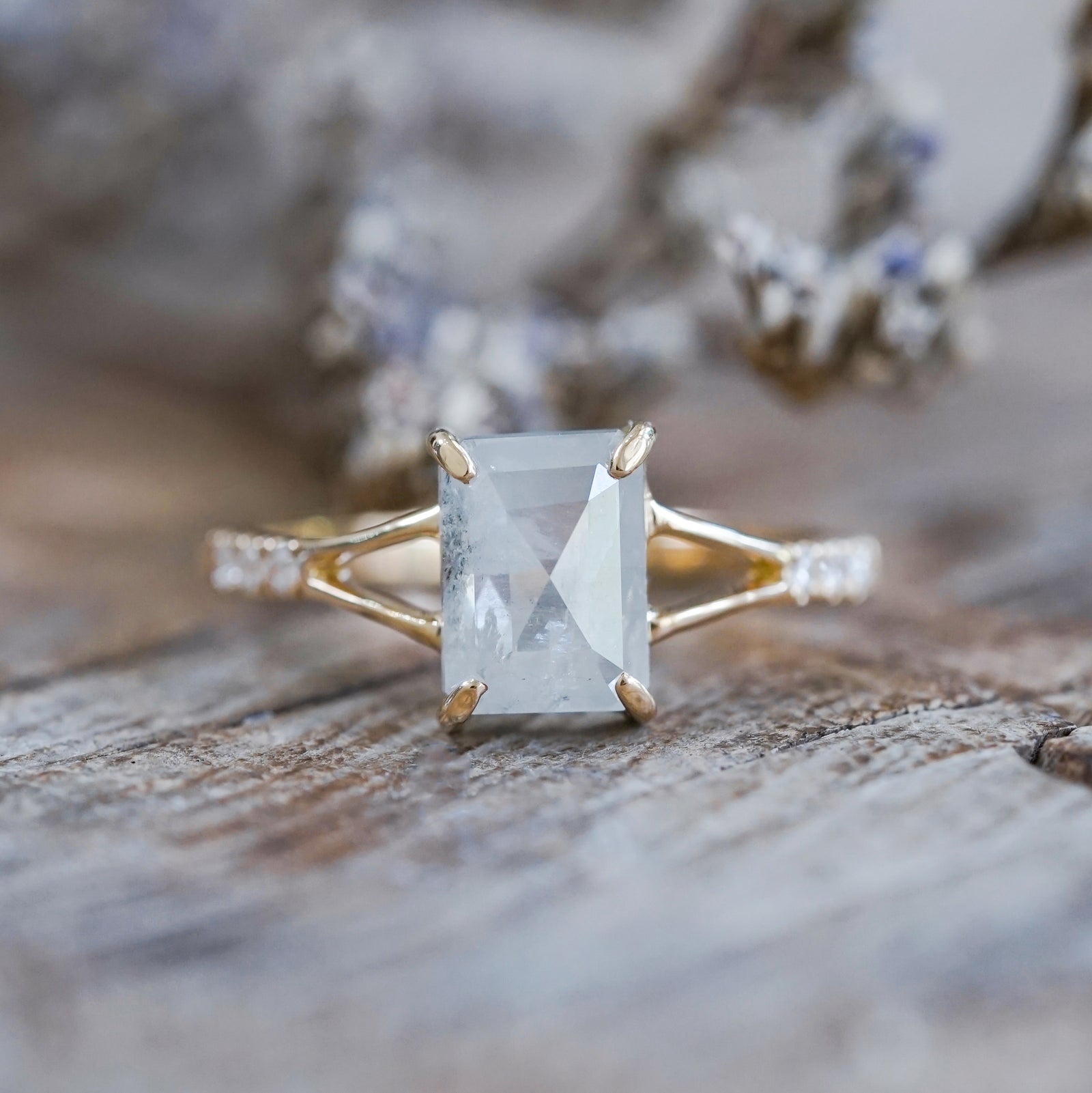 Radiant Rose Cut Diamond Ring in Ethical Gold - Gardens of the Sun | Ethical Jewelry