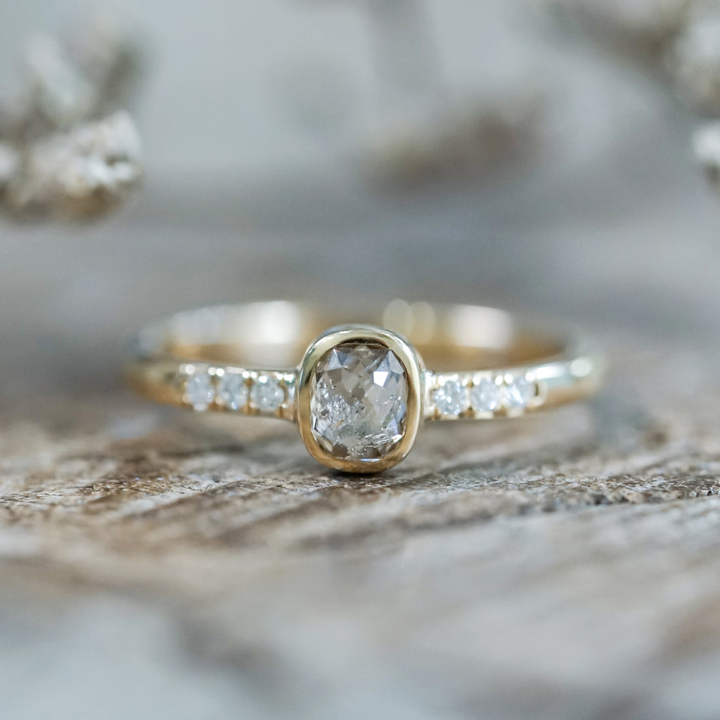 Rose Cut Champagne Diamond Ring in Ethical Gold