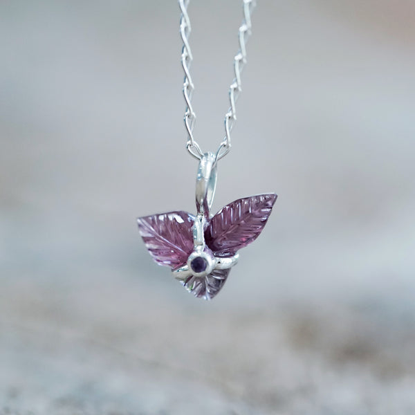 Unique Platinum Purple Spinel and Diamond Necklace