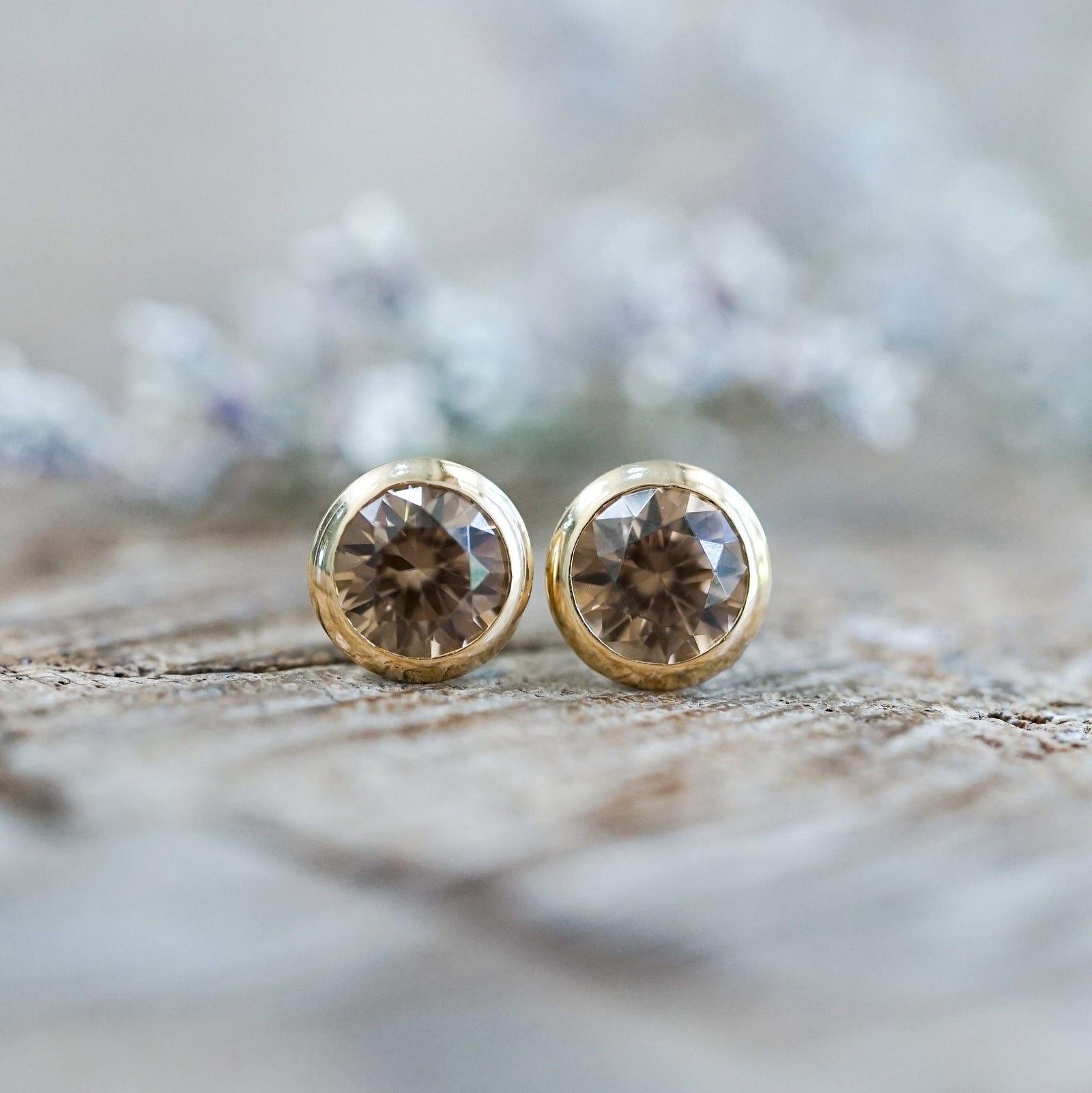 Zircon Earrings in Gold - Gardens of the Sun | Ethical Jewelry