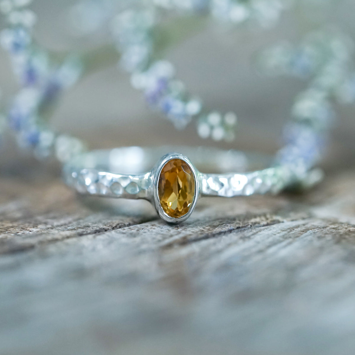Hammered Citrine Ring - Gardens of the Sun | Ethical Jewelry