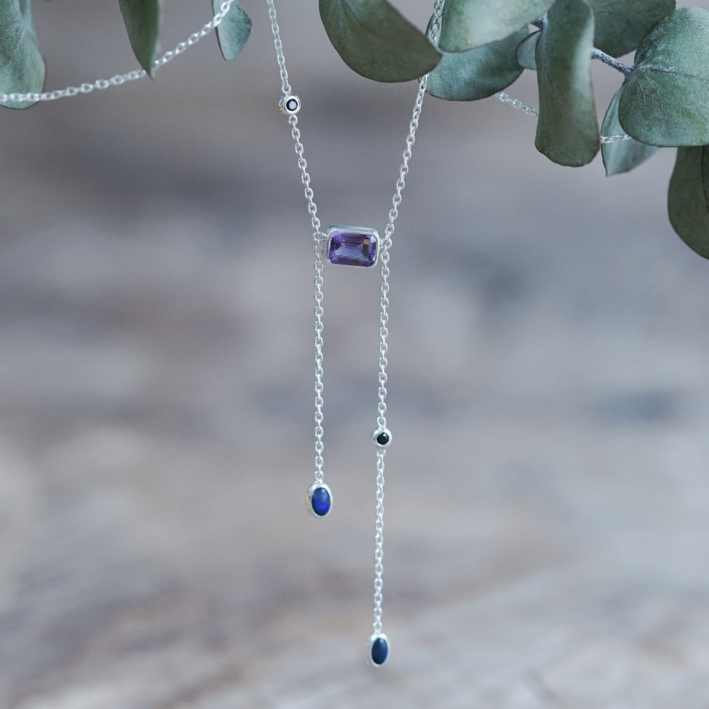 Supernova Amethyst Opal and Spinel Necklace