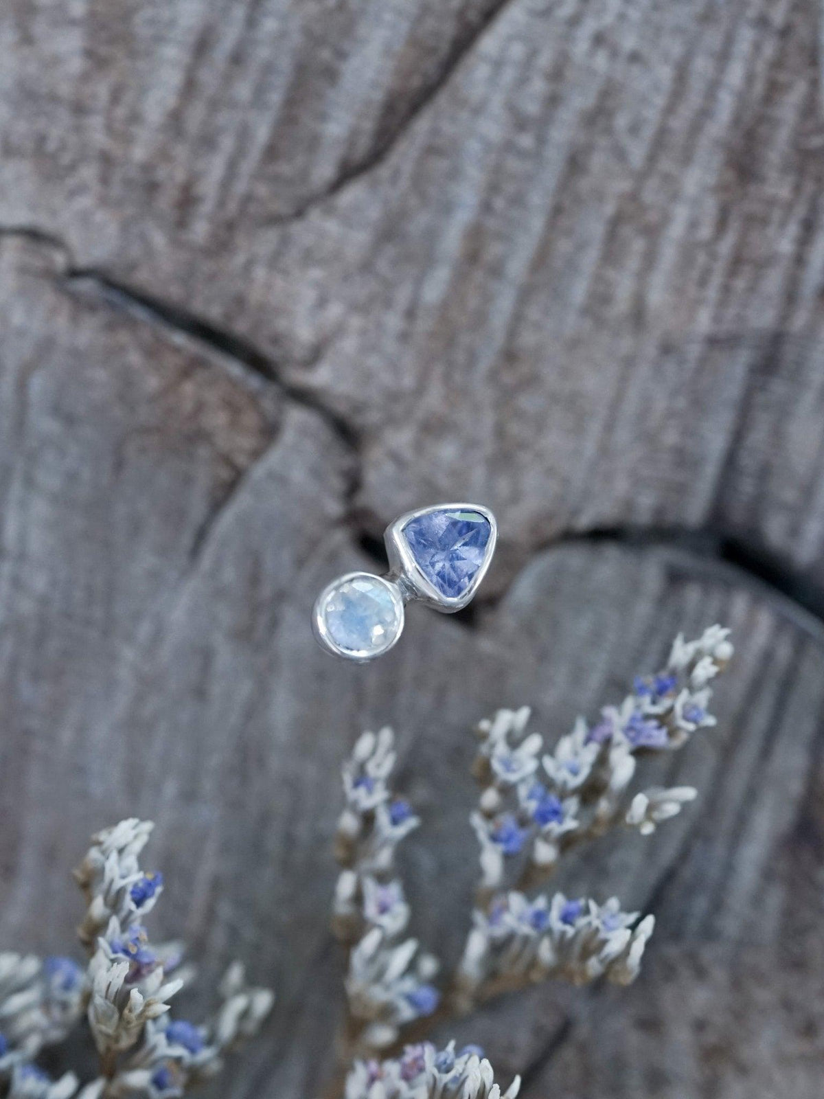 Tanzanite and Moonstone Earrings - Gardens of the Sun | Ethical Jewelry