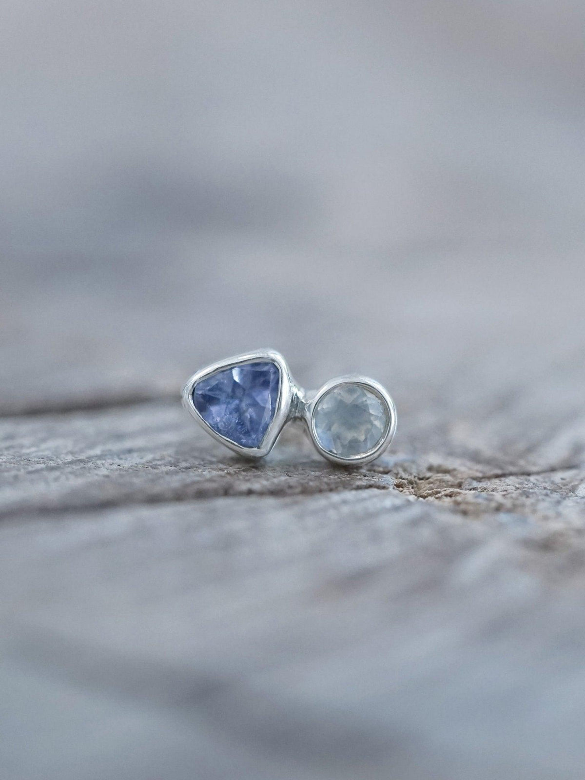 Tanzanite and Moonstone Earrings - Gardens of the Sun | Ethical Jewelry