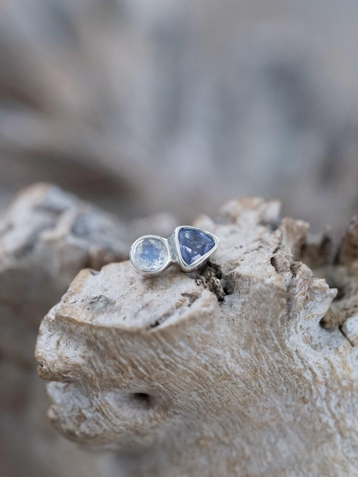 Tanzanite and Moonstone Earrings - Gardens of the Sun | Ethical Jewelry