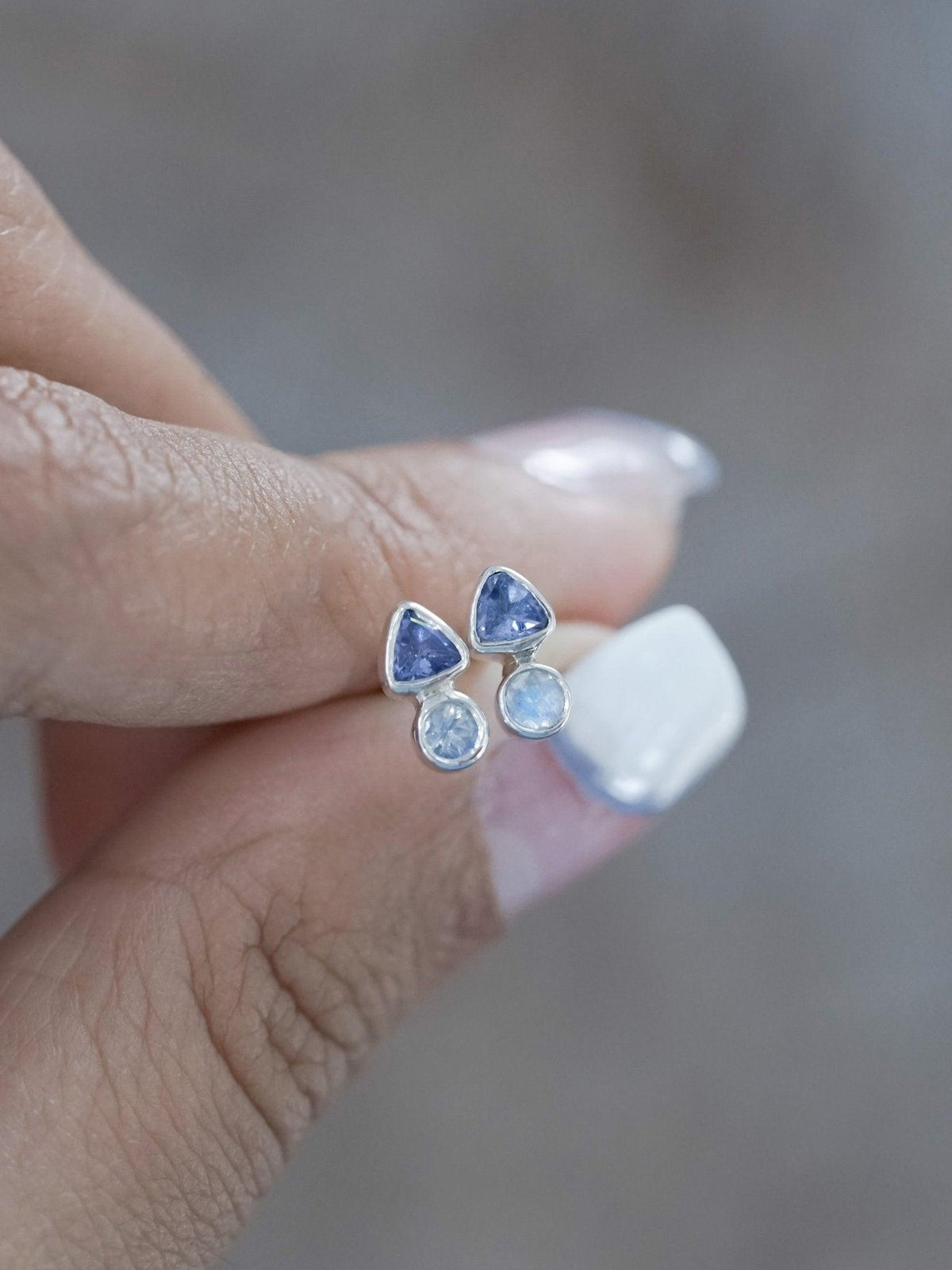 Tanzanite and Moonstone Earrings - Gardens of the Sun | Ethical Jewelry