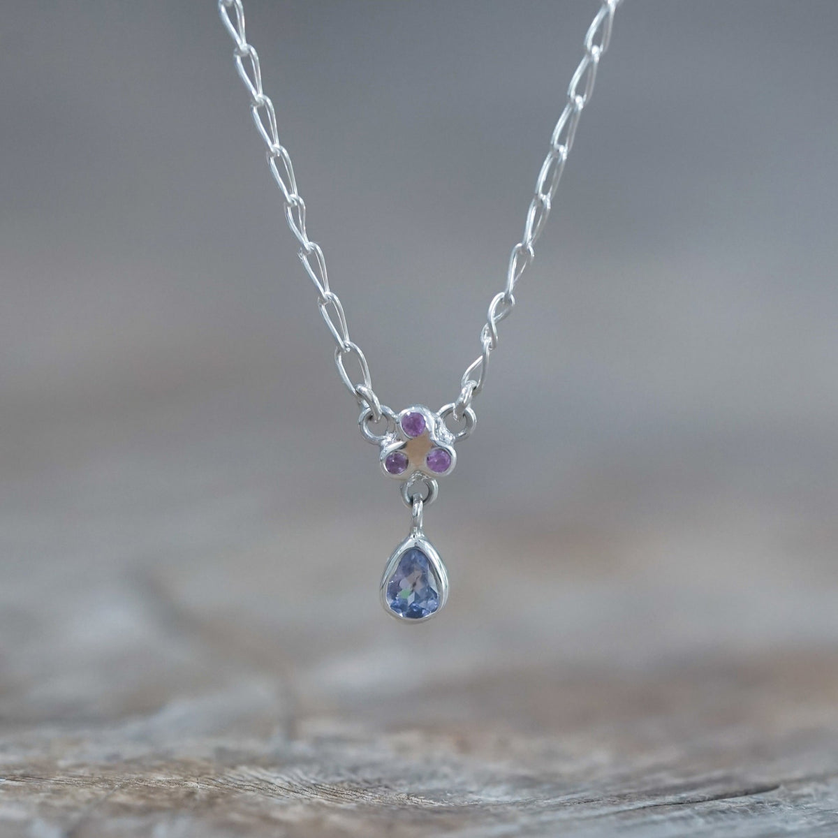 Tanzanite and Pink Sapphire Necklace - Gardens of the Sun | Ethical Jewelry