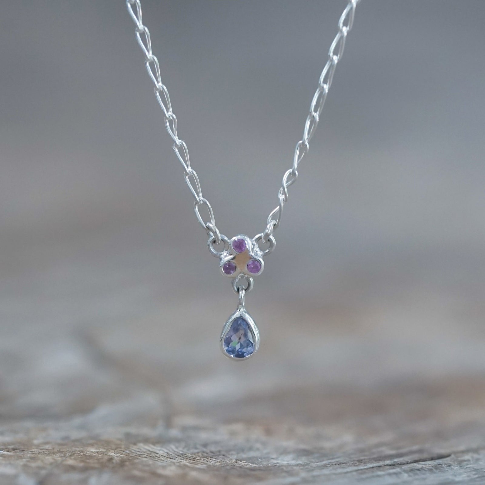 Tanzanite and Pink Sapphire Necklace - Gardens of the Sun | Ethical Jewelry