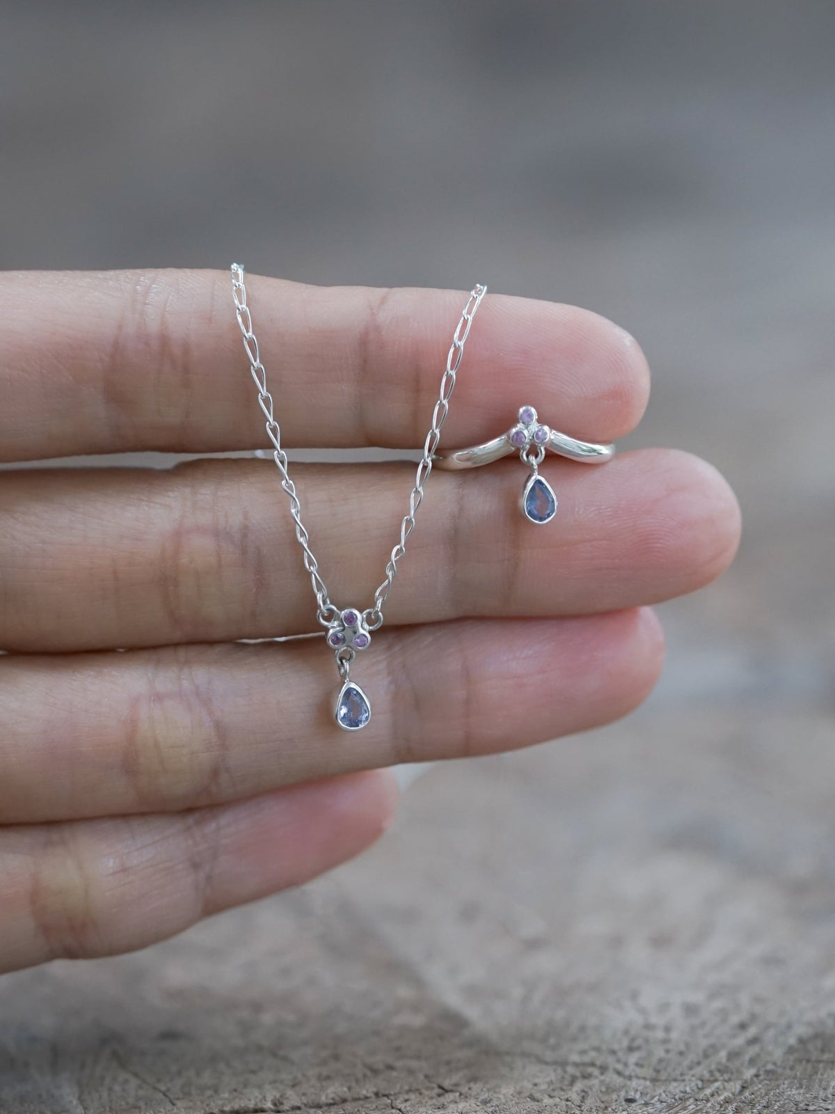 Tanzanite and Pink Sapphire Necklace - Gardens of the Sun | Ethical Jewelry