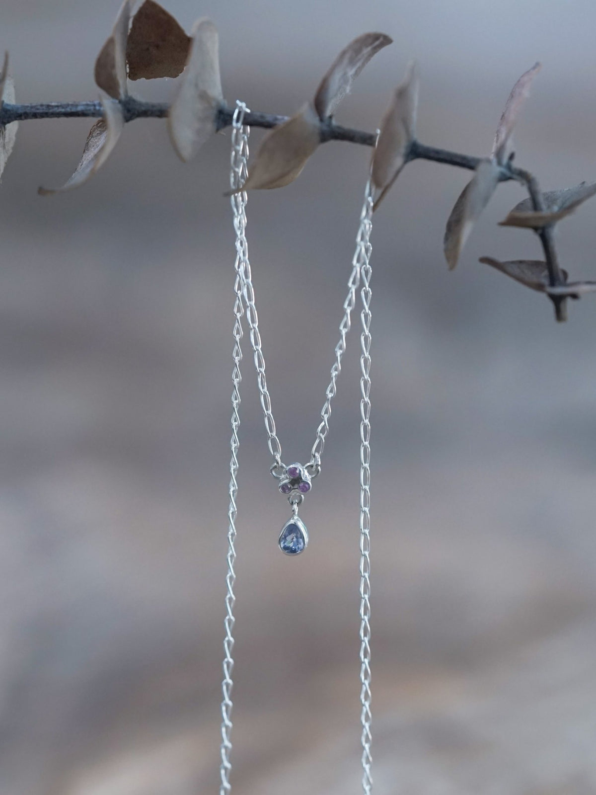 Tanzanite and Pink Sapphire Necklace - Gardens of the Sun | Ethical Jewelry