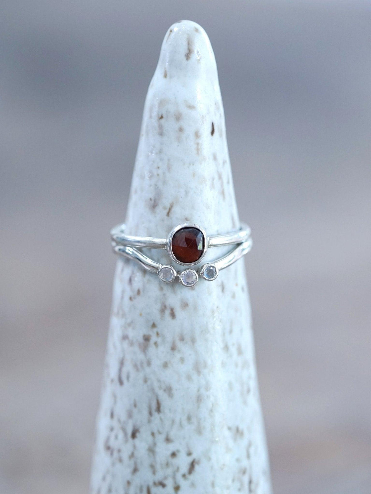 Three Rainbow Moonstone Nesting Ring - Gardens of the Sun | Ethical Jewelry