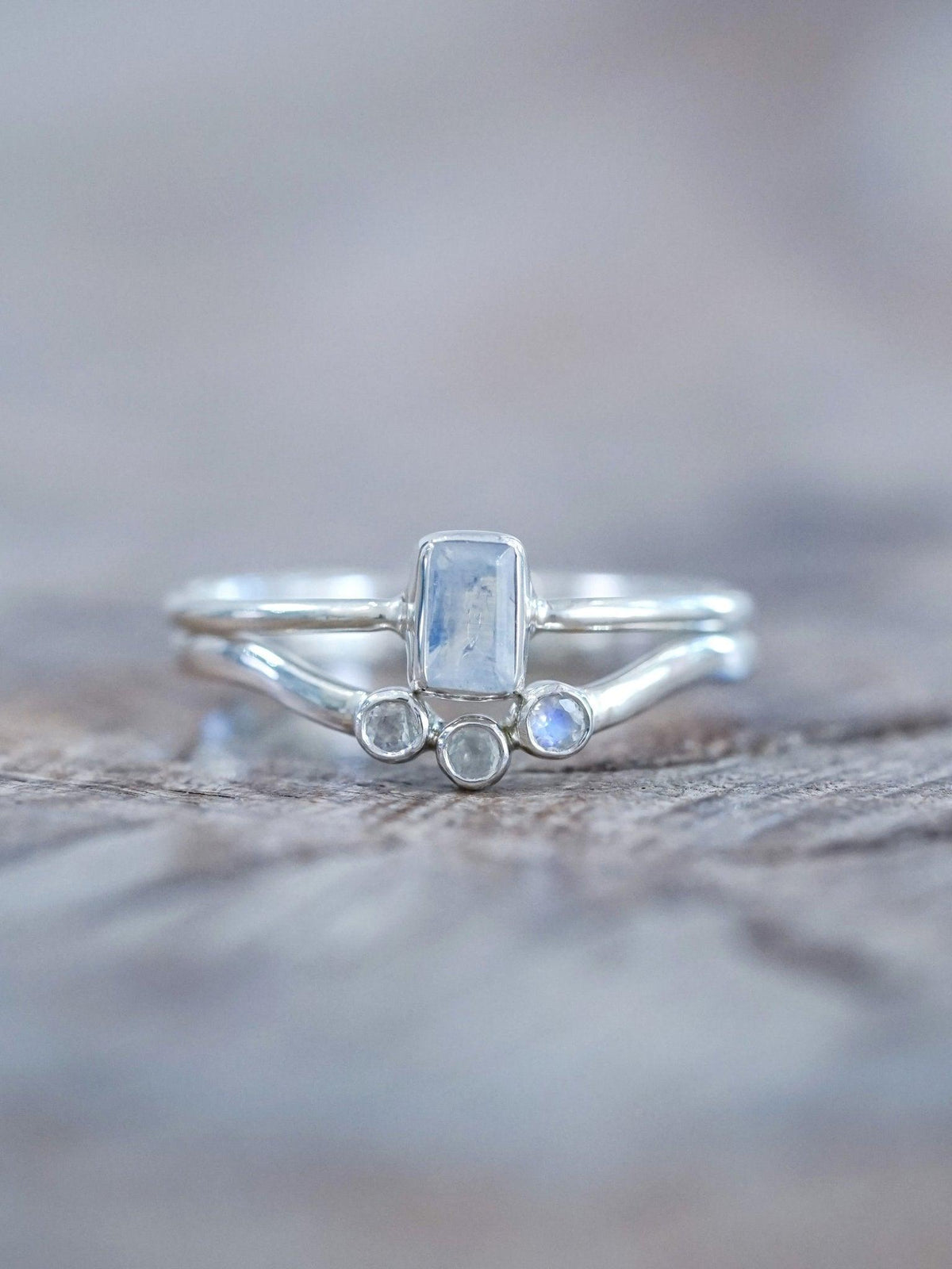 Three Rainbow Moonstone Nesting Ring - Gardens of the Sun | Ethical Jewelry