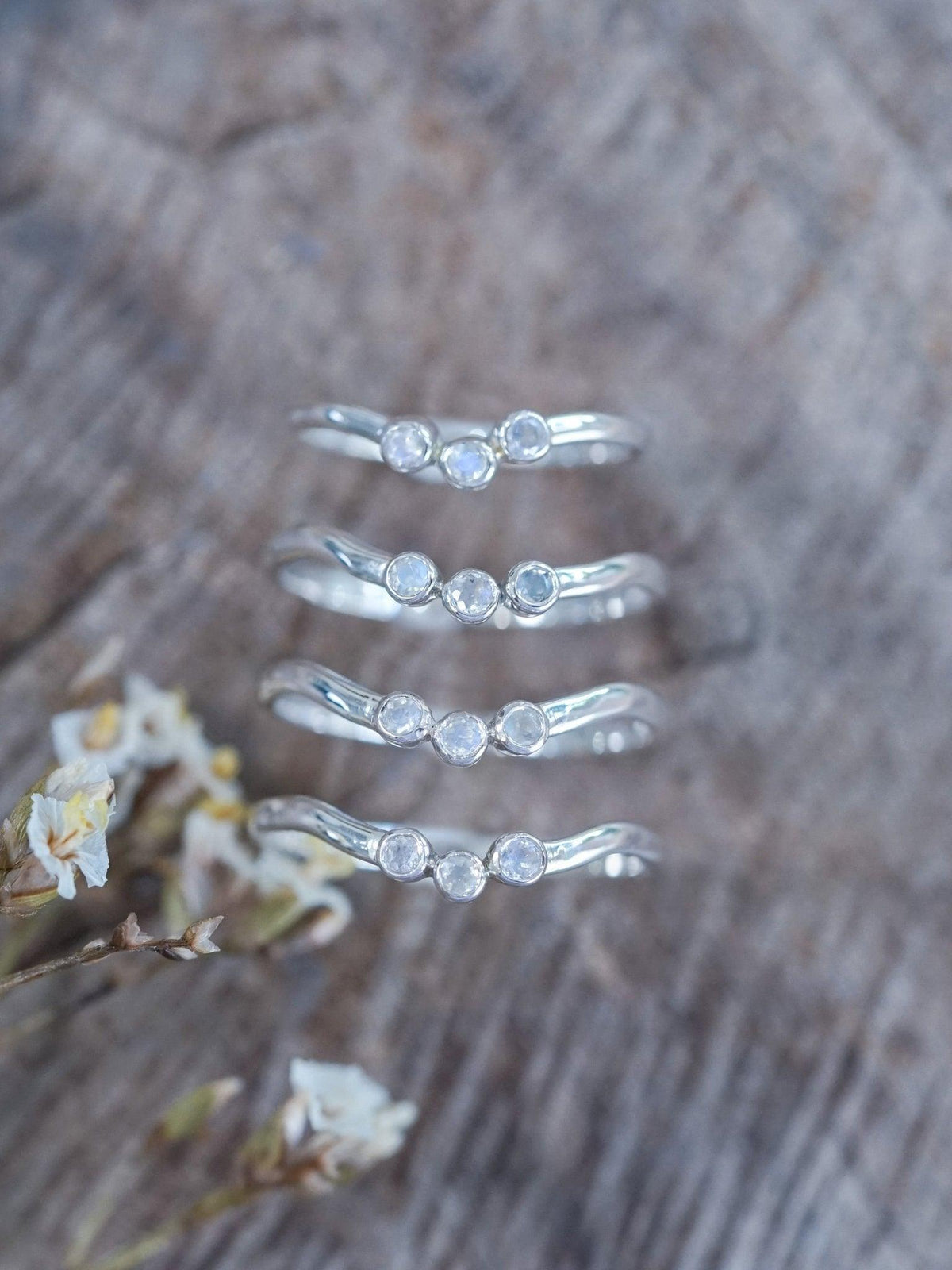 Three Rainbow Moonstone Nesting Ring - Gardens of the Sun | Ethical Jewelry