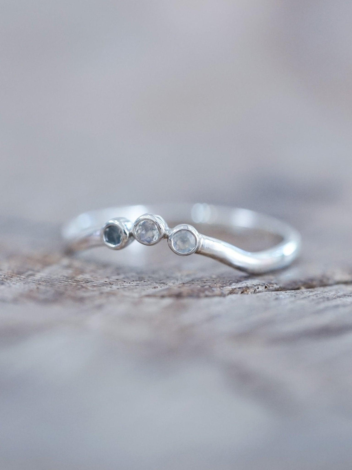 Three Rainbow Moonstone Nesting Ring - Gardens of the Sun | Ethical Jewelry