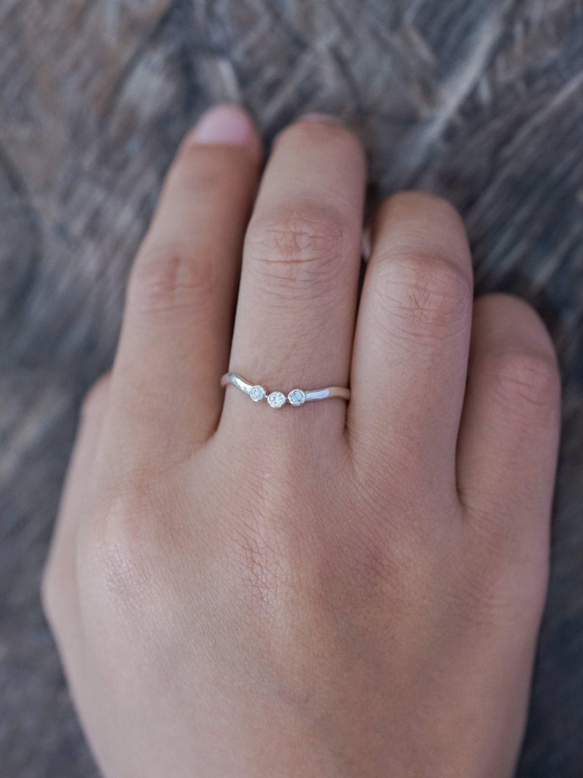 Three Rainbow Moonstone Nesting Ring - Gardens of the Sun | Ethical Jewelry