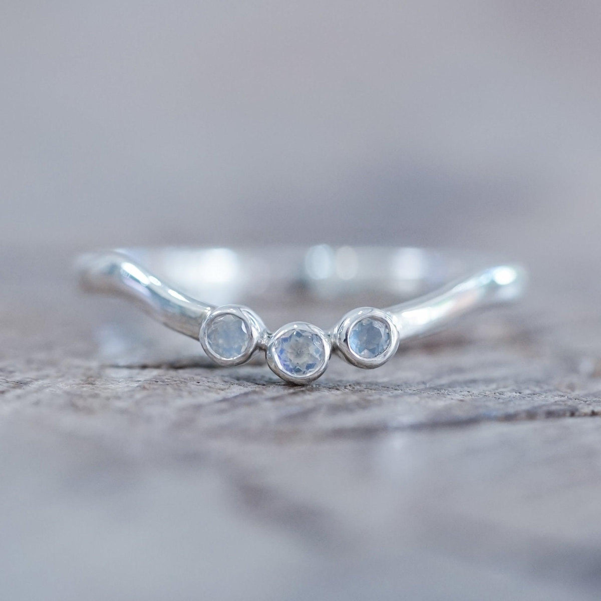 Three Rainbow Moonstone Nesting Ring - Gardens of the Sun | Ethical Jewelry