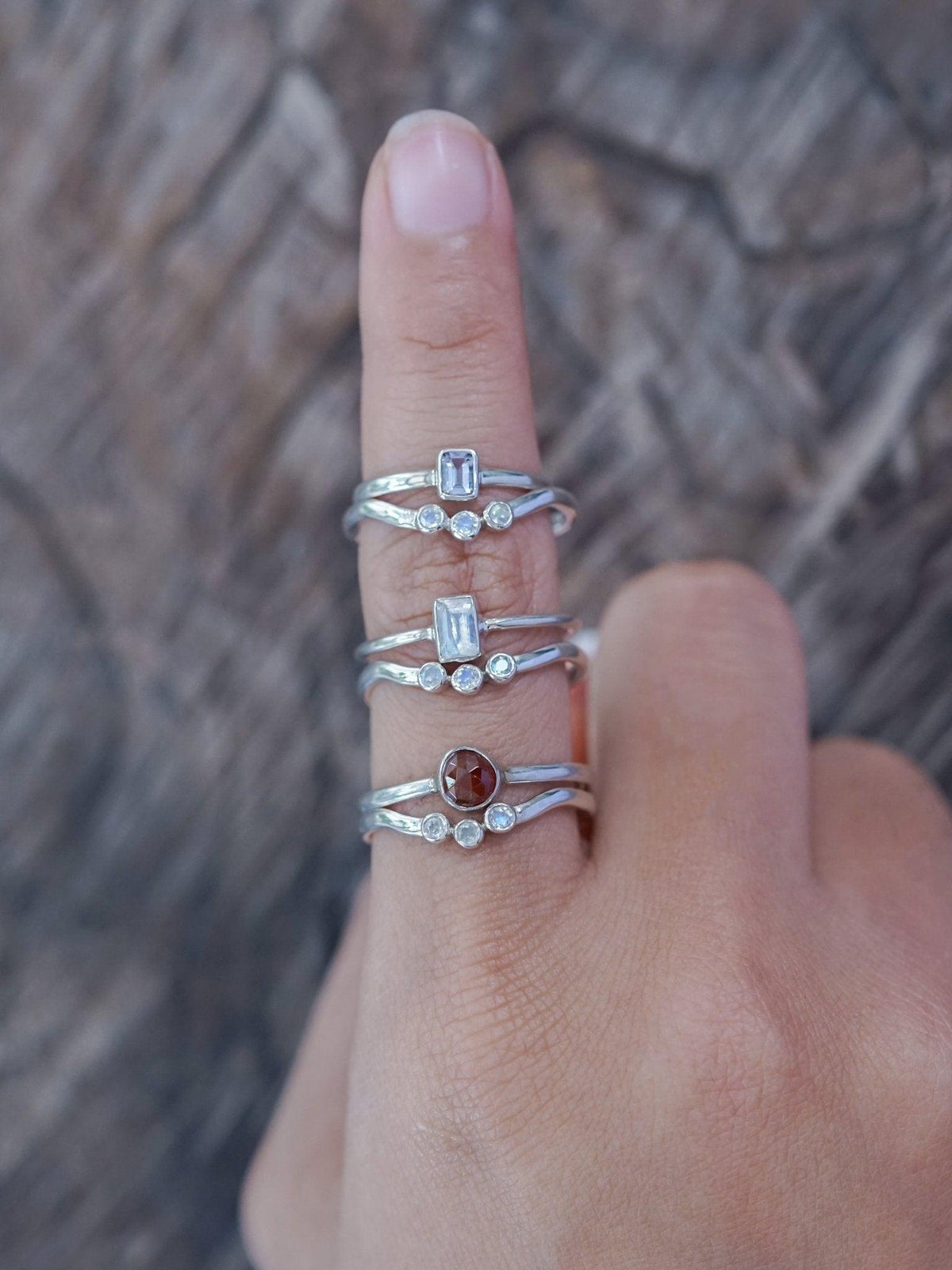 Three Rainbow Moonstone Nesting Ring - Gardens of the Sun | Ethical Jewelry