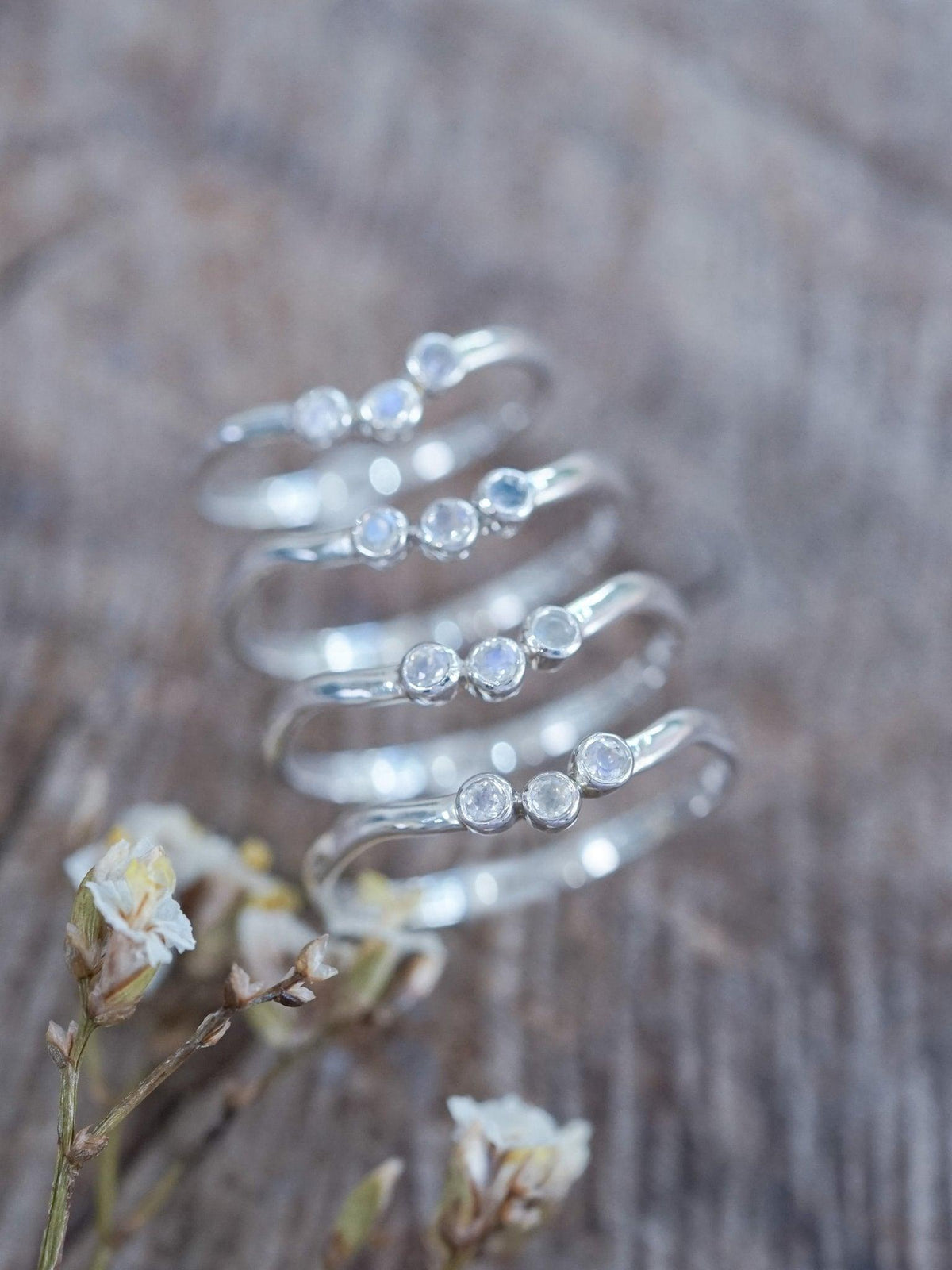 Three Rainbow Moonstone Nesting Ring - Gardens of the Sun | Ethical Jewelry