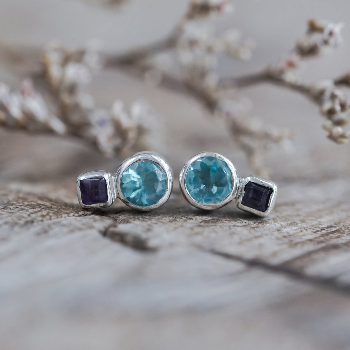 Topaz and Amethyst Earrings - Gardens of the Sun | Ethical Jewelry
