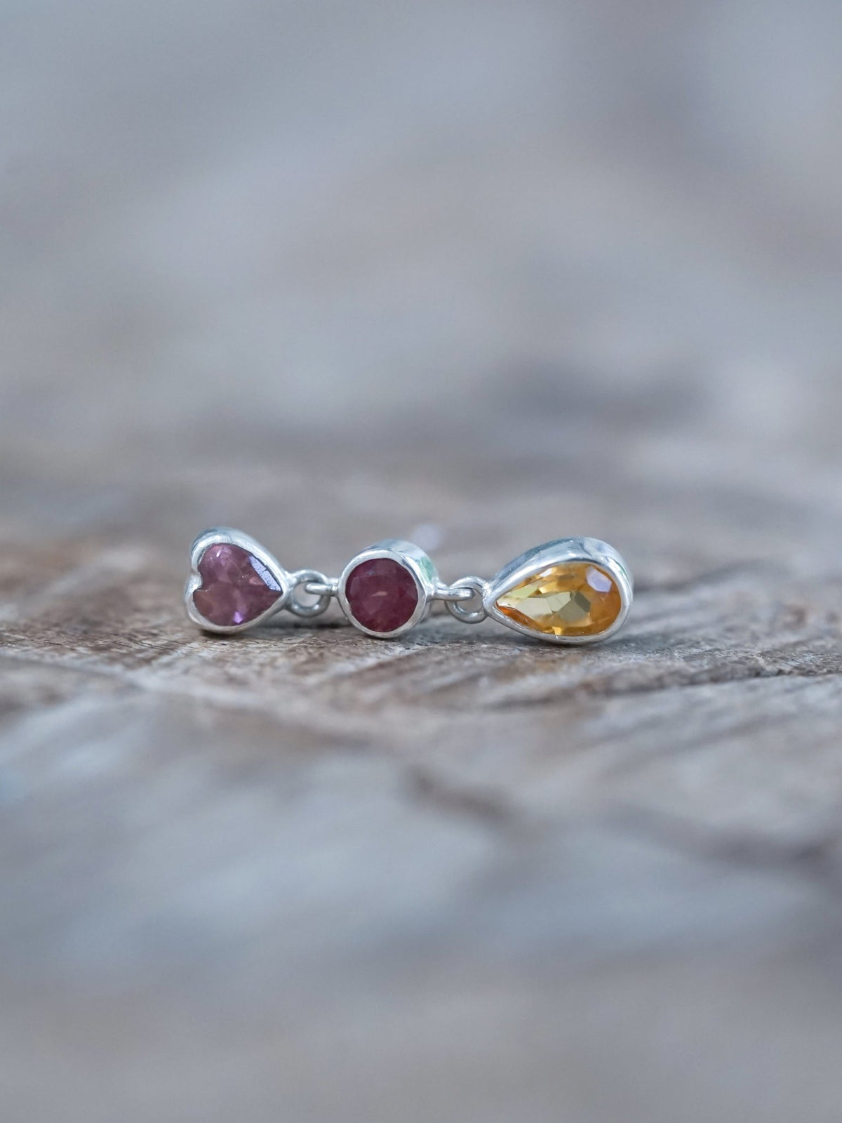 Tourmaline, Garnet and Citrine Dangling Earrings - Gardens of the Sun | Ethical Jewelry