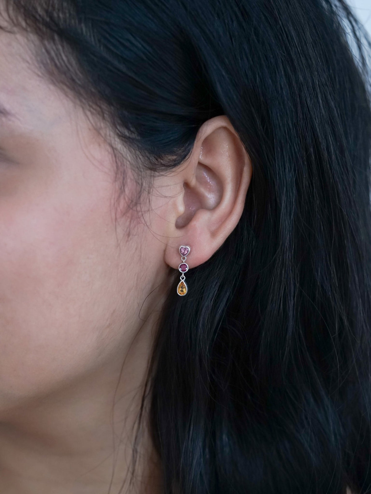 Tourmaline, Garnet and Citrine Dangling Earrings - Gardens of the Sun | Ethical Jewelry