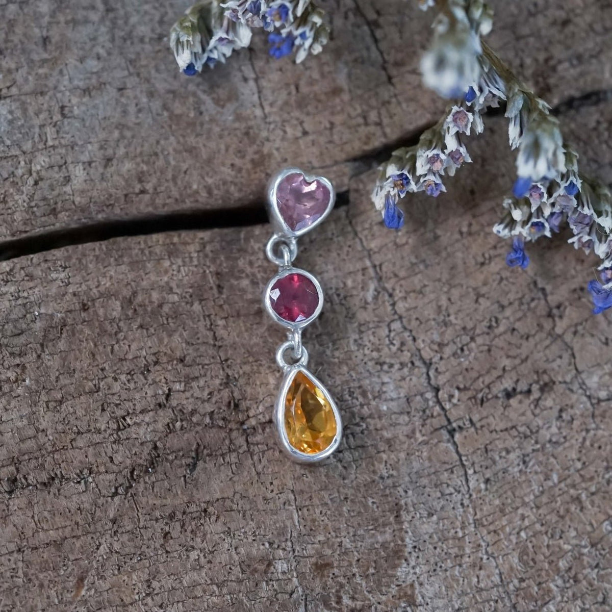 Tourmaline, Garnet and Citrine Dangling Earrings - Gardens of the Sun | Ethical Jewelry