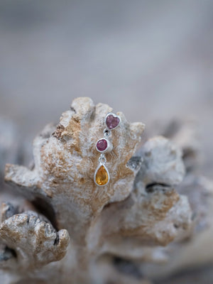 Tourmaline, Garnet and Citrine Dangling Earrings - Gardens of the Sun | Ethical Jewelry