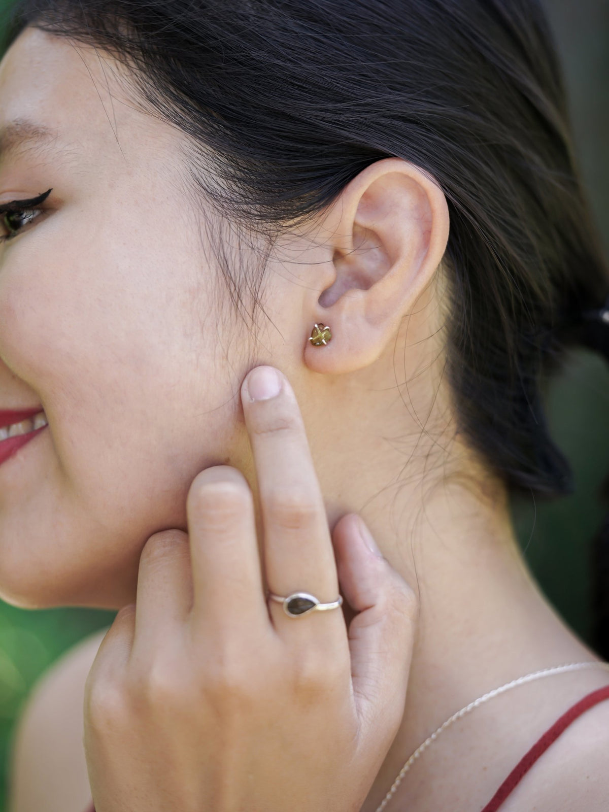 Tourmaline Slice Earrings - Gardens of the Sun | Ethical Jewelry