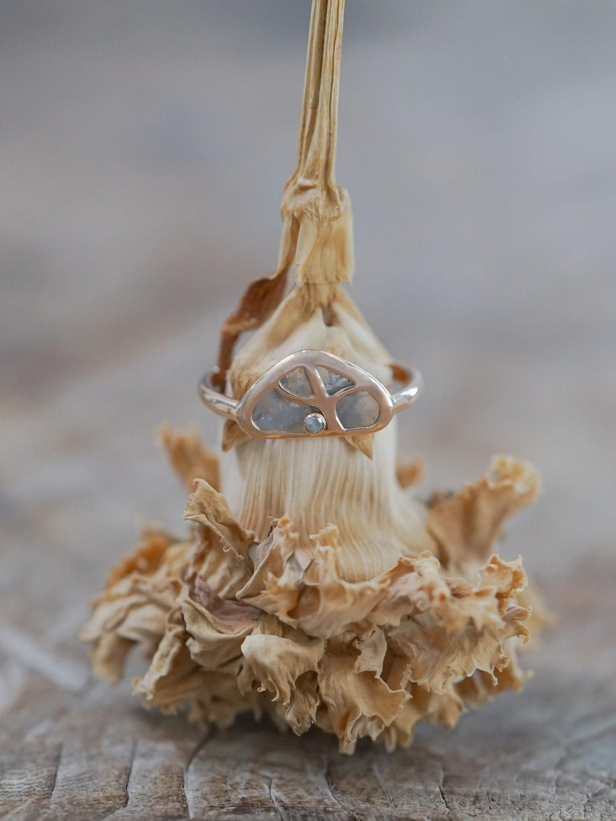 Tree of Life Diamond Slice Ring in Ethical Rose Gold - Gardens of the Sun | Ethical Jewelry