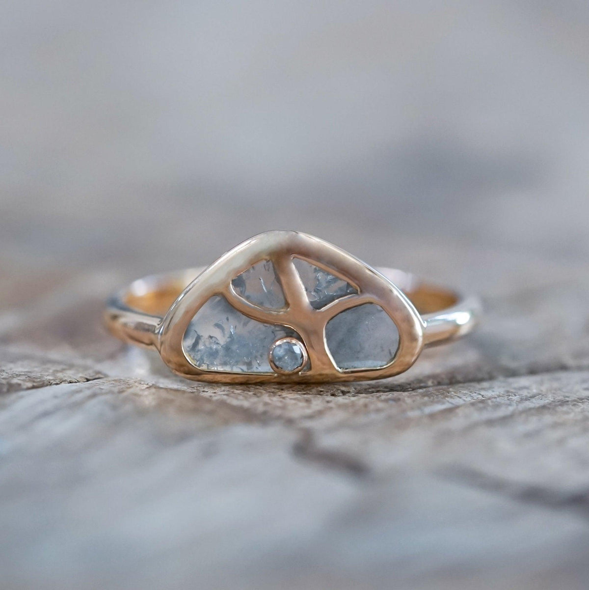 Tree of Life Diamond Slice Ring in Ethical Rose Gold - Gardens of the Sun | Ethical Jewelry