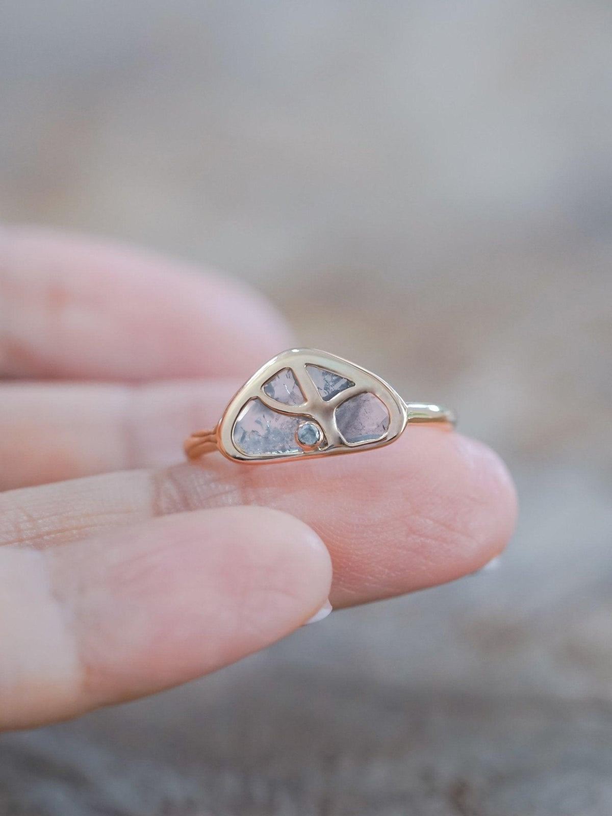 Tree of Life Diamond Slice Ring in Ethical Rose Gold - Gardens of the Sun | Ethical Jewelry