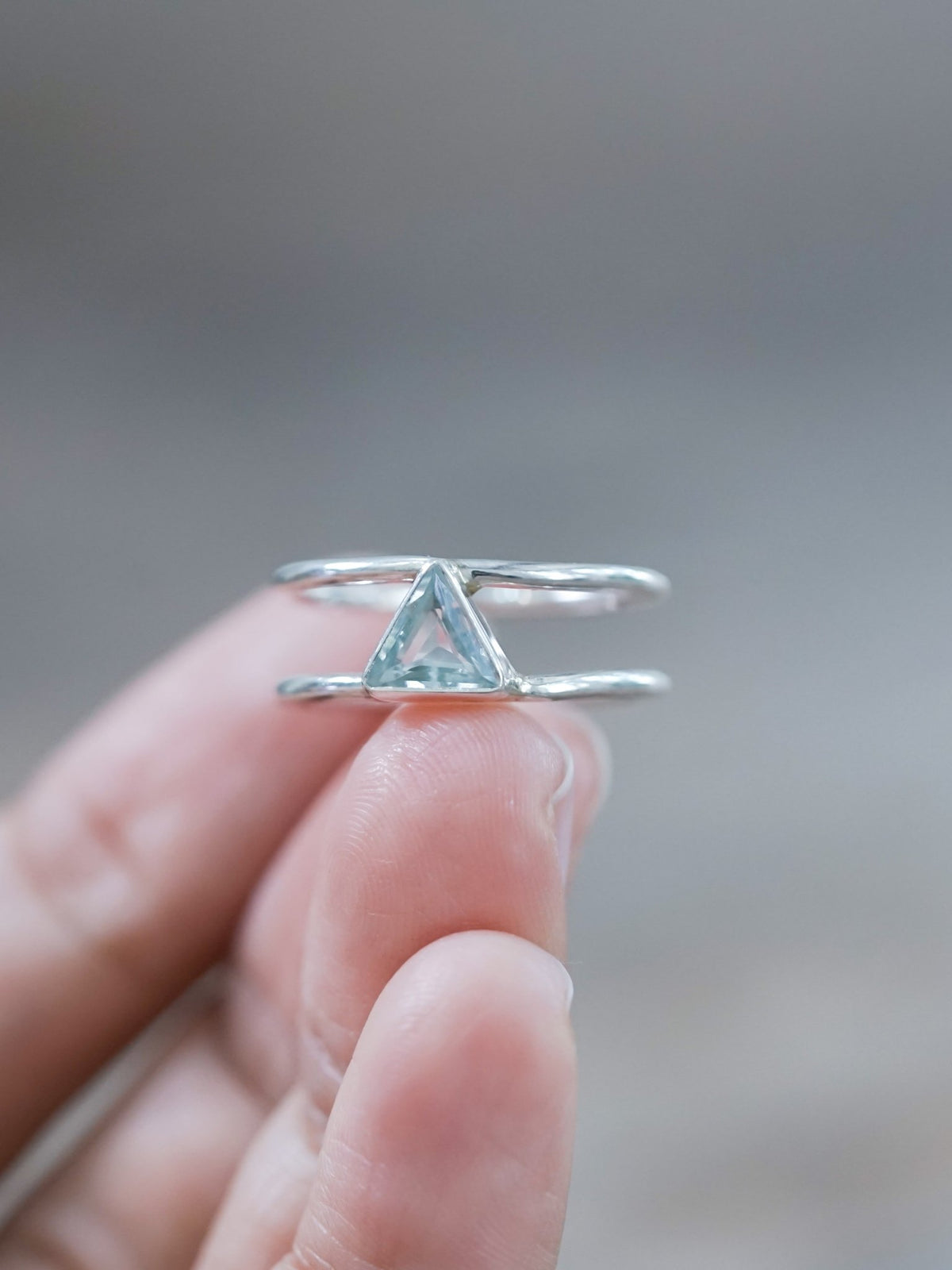 Triangle Aquamarine Ring - Gardens of the Sun | Ethical Jewelry