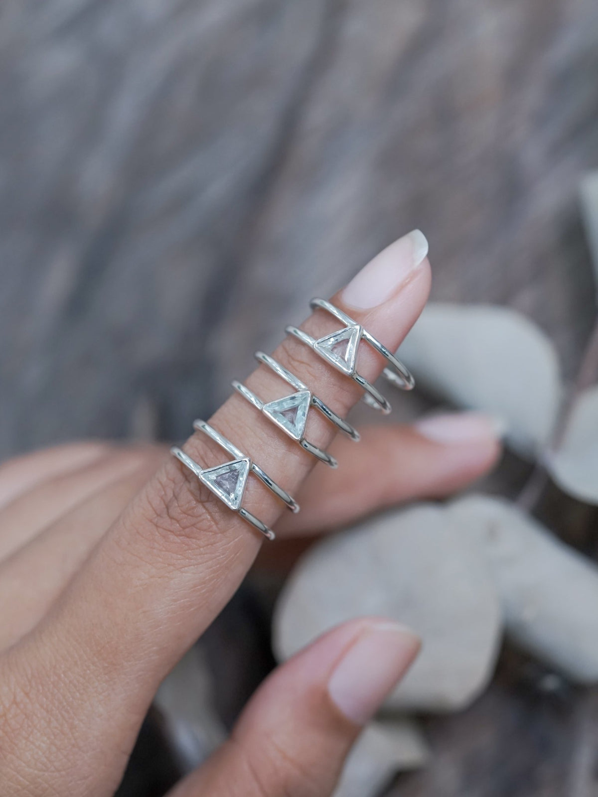 Triangle Aquamarine Ring - Gardens of the Sun | Ethical Jewelry