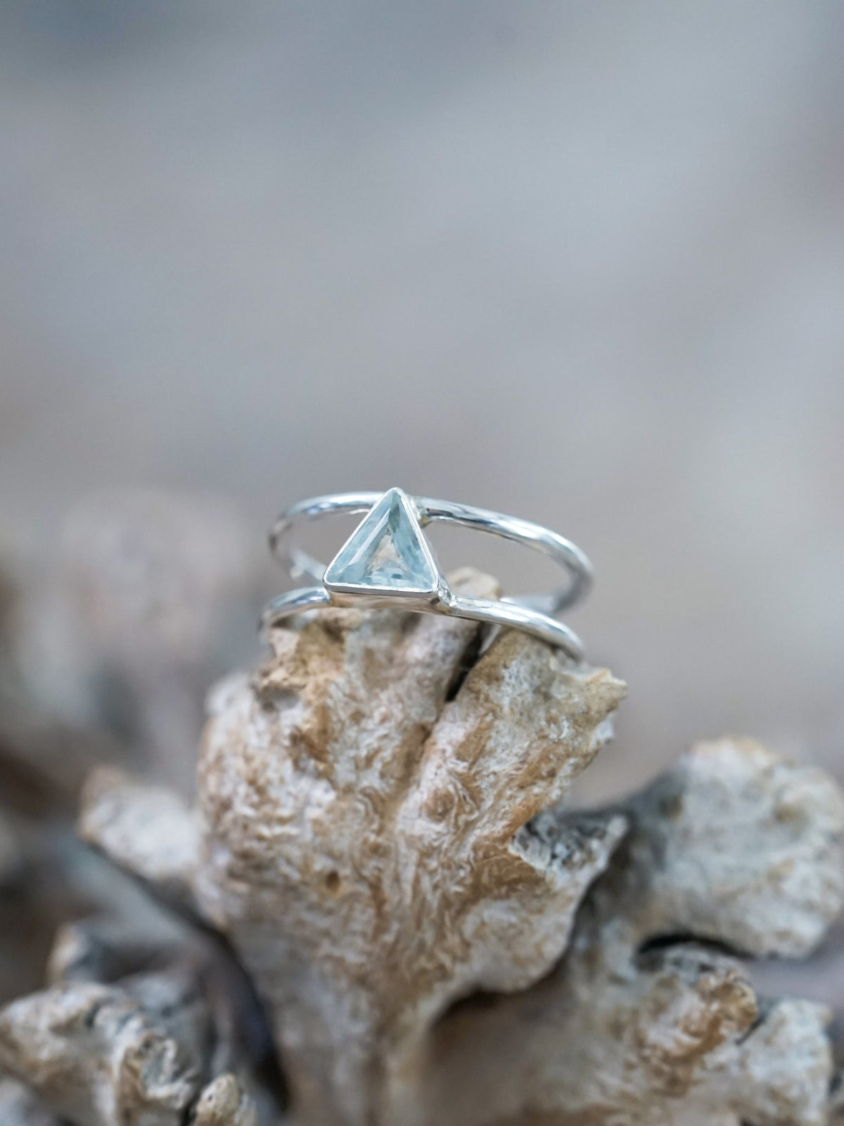 Triangle Aquamarine Ring - Gardens of the Sun | Ethical Jewelry