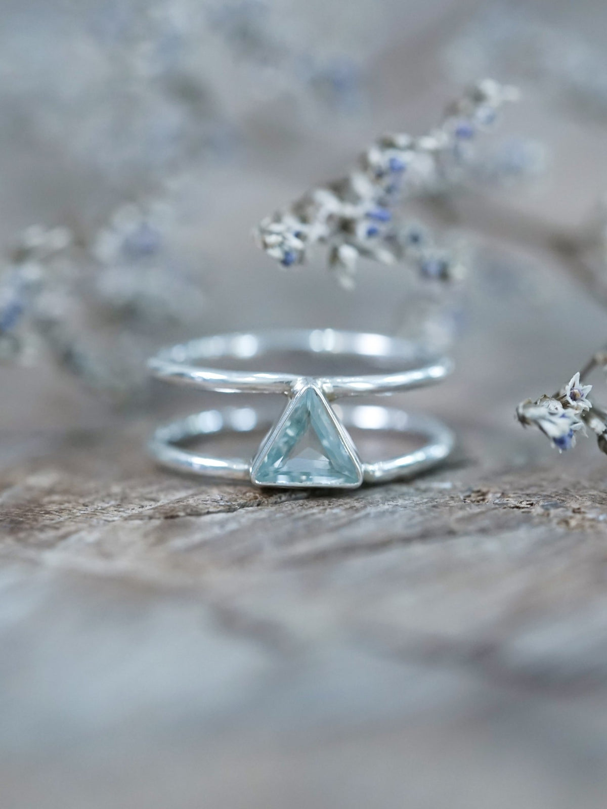 Triangle Aquamarine Ring - Gardens of the Sun | Ethical Jewelry