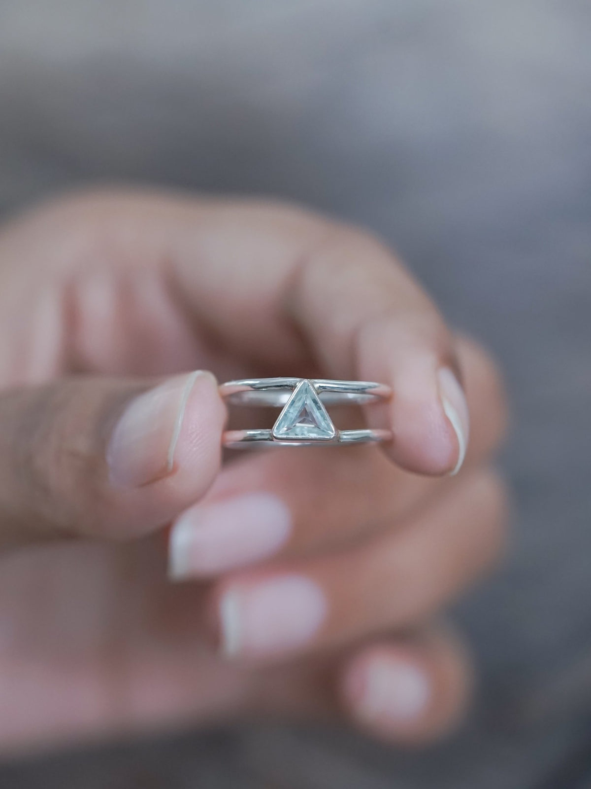 Triangle Aquamarine Ring - Gardens of the Sun | Ethical Jewelry