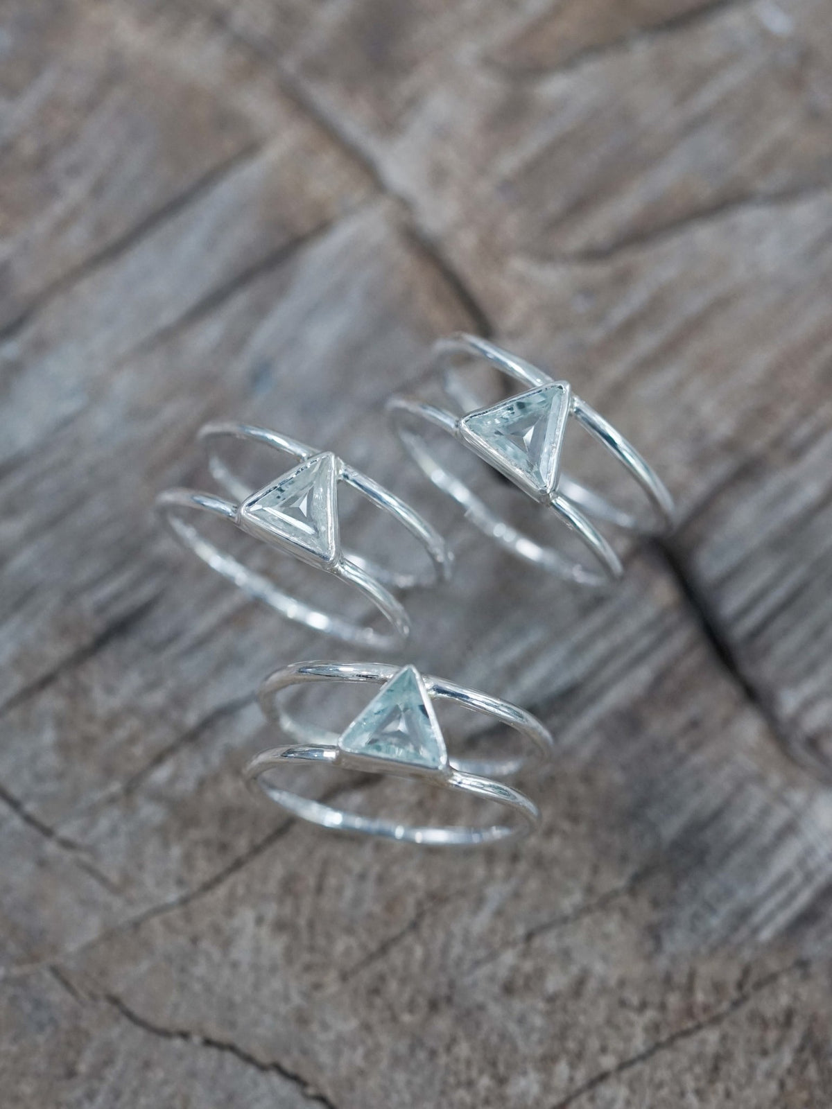 Triangle Aquamarine Ring - Gardens of the Sun | Ethical Jewelry