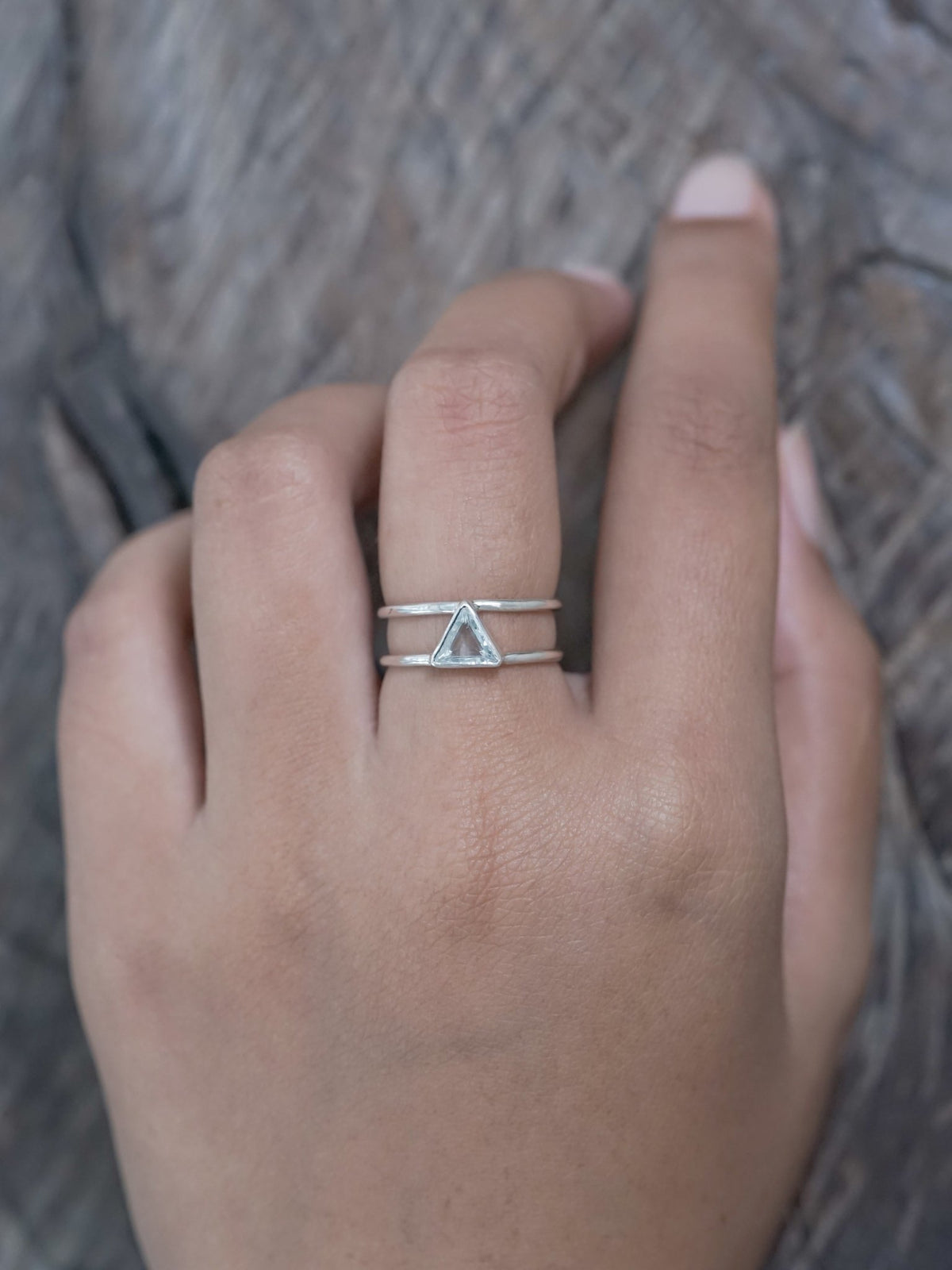 Triangle Aquamarine Ring - Gardens of the Sun | Ethical Jewelry