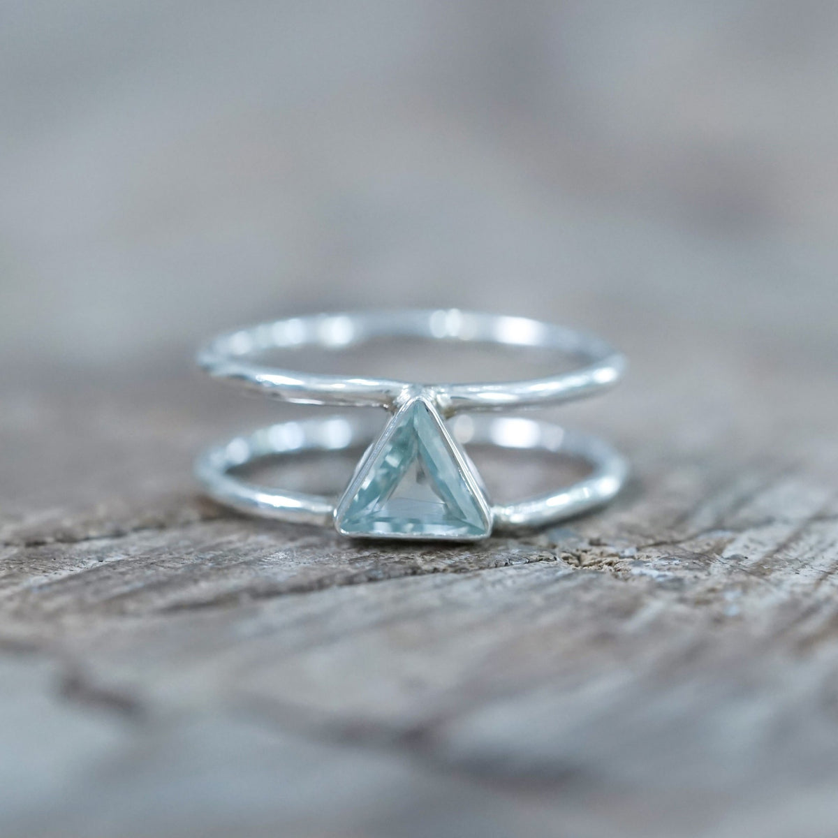 Triangle Aquamarine Ring - Gardens of the Sun | Ethical Jewelry