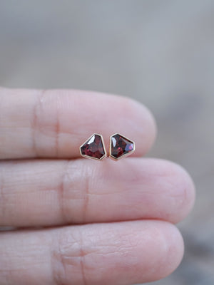 Triangle Garnet Earrings in Ethical Gold - Gardens of the Sun | Ethical Jewelry