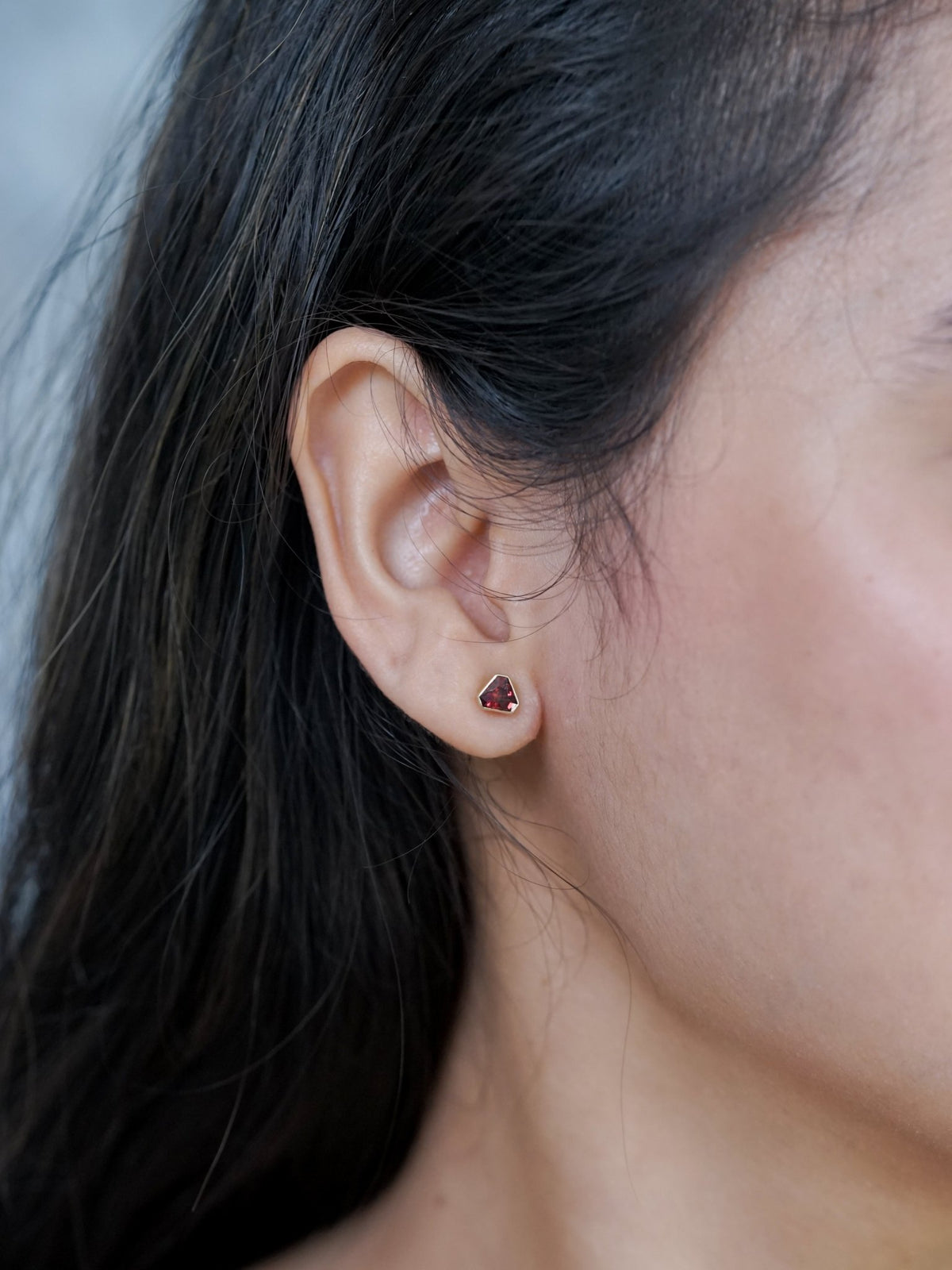 Triangle Garnet Earrings in Ethical Gold - Gardens of the Sun | Ethical Jewelry